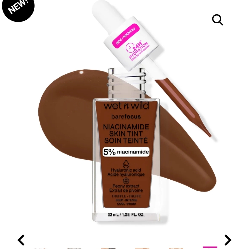 NIB Wet n Wild niacinamide skin tint truffle color deep intense cool